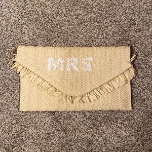 Mrs straw clutch purse with fringe